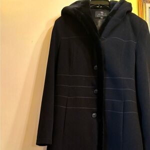 Black Winter Warm Coat Collection By Gallery  With Hood NWT Size M Gorgeous Look